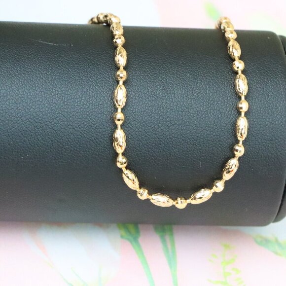 "Elegant Rose Gold Chain Necklace with Intricate Oval Bead Links, XPNL1891 - Picture 7 of 12